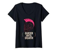 Womens Queer Punk LGBTQ Pride Alternative Anarchist Rebellion V-Neck T-Shirt