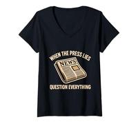 Womens Question Media Political Protest Resist Critical Thinking V-Neck T-Shirt