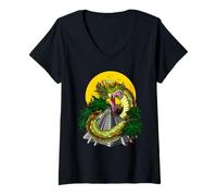 Womens Quetzalcoatl Aztec Feathered Serpent Mayan God Aztec Pyramid V-Neck T-Shirt