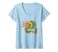 Women's Quetzalcoatl. Feathered Snake. Aztec God V-Neck T-Shirt