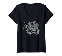 Women's Quetzalcoatl. Feathered Snake. Aztec God V-Neck T-Shirt