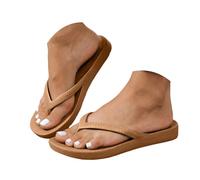Women's Quick-Dry Shower Shoes Memory Foam Flip Flops Summer Beach Thong Flat Sandals Non-Slip Orthopedic Plantar Fasciitis Beach Recovery Slides with Soft Straps for Summer Pool Slides (Brown-a, 5)