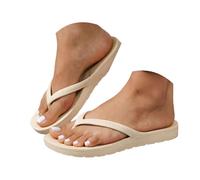 Women's Quick-Dry Shower Shoes Memory Foam Flip Flops Summer Beach Thong Flat Sandals Non-Slip Orthopedic Plantar Fasciitis Beach Recovery Slides with Soft Straps for Summer Pool Slides (Beige-a, 5)