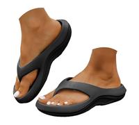 Women's Quick-Dry Shower Shoes Memory Foam Flip Flops Summer Beach Thong Flat Sandals Non-Slip Orthopedic Plantar Fasciitis Beach Recovery Slides with Soft Straps for Summer Pool Slides (3) Black B