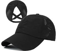 Womens Quick-Drying Criss-Cross Baseball-Cap Lightweight-Golf-Sport-Hat Ponytail-Sun-Hat Summer Medium, Balck01, One Size