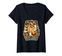 Women's Quiet Girls Read Fantasy Bookworm V-Neck T-Shirt