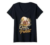 Womens Quiet is A Kind of Protest Introvert Power Statement V-Neck T-Shirt