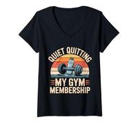 Womens Quiet Quitting My Gym Membership Funny Gym Meme V-Neck T-Shirt