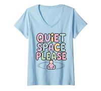 Womens Quiet Space Please Calm Mindful Scene Illustration V-Neck T-Shirt