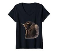 Women's Quiet Strength Bull Urban Gentleman V-Neck T-Shirt