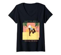 Womens Quiet The Mind & The Soul Will Speak (Yoga Graphic) V-Neck T-Shirt