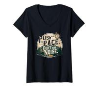 Women's Quiet The Noise is Outdoor Hiking Motivation V-Neck T-Shirt