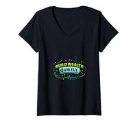 Women's Quiet Wealth Growth Discipline Mindset Design V-Neck T-Shirt