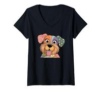 Womens Quilt Pattern Dog For Quilting Lover Quilter Sewing V-Neck T-Shirt