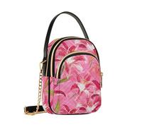 Women's Quilted Crossbody Purse Allover Print Design Waterproof Polyester Easy to Clean Convertible Shoulder & Crossbody for Travel & Shopping Blush Lily Floral Design