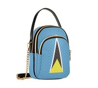 Women's Quilted Crossbody Purse Trendy Lightweight Waterproof Polyester 3 Zipper Pockets Top Handle & Crossbody for Travel & Shopping Flag Saint Lucia