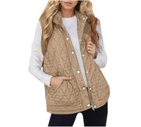 Womens Quilted Gilet Full Zip Sleeveless Waistcoat Pocket Button Lightweight Warm Jackets Padded Vests Coat Fasion Outdoor Hiking Sports Fall Winter Warm Outfits