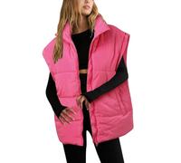 Women's Quilted Gilet Lightweight Body Warmer Longline Hooded Padded Outwear Vests Casual Stand Collar Gilets Vest Jacket Coat with Zip Pockets For Women UK Spring Fall Winter