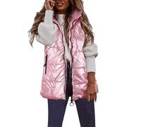 Women's Quilted Gilet Padded Outdoor Vest Longline Hooded Reversible Sleeveless Vests Supersoft Eco-Friendly Filling Bodywarmer Zip Thick Riding Cycling Golf Spring Fall Winter