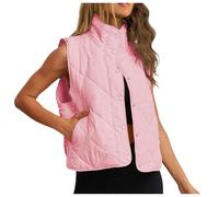 Women's Quilted Gilet Windproof Vest Lady's Zip Up Ladies Waistcoat Thick Fleece Vests Wind Resistant Two Gilets Down Jackets Lightweight For Cycling Running Spring Fall Winter