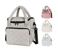 Women's Quilted Insulated Lunch Tote Bag, Waterproof Cooler Lunch Box