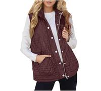 Women's Quilted Padded Gilet Button Zip Vest Sleeveless Stand Collar Jacket | Womens Down Jackets, Warm Soft Gilet, Fuzzy Fluffy Coat, Windproof Waistcoat, Outerwear with Pockets for Outdoor Indoor