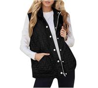 Women's Quilted Padded Gilet Button Zip Vest Sleeveless Stand Collar Jacket | Womens Down Jackets, Warm Soft Gilet, Fuzzy Fluffy Coat, Windproof Waistcoat, Outerwear with Pockets for Outdoor Indoor