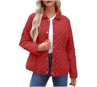 Women's Quilted Puffer Jacket Uk Lightweight Diamond Padded Bomber Coats, Long Sleeve Lapel Button Down Pullover Tops, Open Front Cardigans, Windproof Outerwear, Solid Color, Winter Warm Oversized Y2k