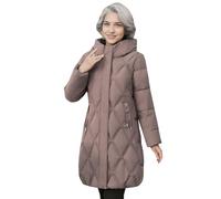 Womens Quilted Winter Warm Hooded Outerwear Jacket Windproof Down Puffer Parka Coats Regular Fit Long Waterproof Overcoats