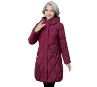 Womens Quilted Winter Warm Hooded Outerwear Jacket Windproof Down Puffer Parka Coats Regular Fit Long Waterproof Overcoats