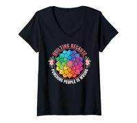 Women's Quilting Because Punching People is Wrong V-Neck T-Shirt