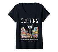 Women's Quilting Because Punching People is Wrong V-Neck T-Shirt