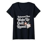 Womens Quilting Lover Sewing Retirement Knitting Quilter Sewer V-Neck T-Shirt