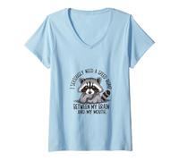 Womens Quirky Raccoon Humor for Fun Conversations V-Neck T-Shirt