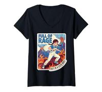 Women's Quirky Retro Humor Full of Fury Adorable Youth Chaos V-Neck T-Shirt