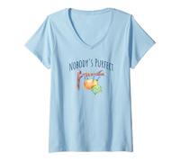Women's Quirky Upside Down Cat Nobody's Purfect V-Neck T-Shirt