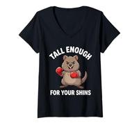 Women's Quokka Boxing Tall Enough for Your Shins Funny Sarcastic V-Neck T-Shirt