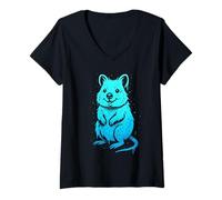 Womens Quokka Graffiti Urban Art Design V-Neck T-Shirt