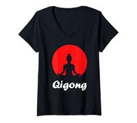 Womens Quote Sport Minimalist Relaxation qi gong Simple Qigong V-Neck T-Shirt