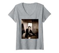 Women's R.E.M. Singer Michael Stipe Photo By Simon Fowler V-Neck T-Shirt