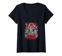 Women's Ra Anu gyptian Sun God Ankh Temple V-Neck T-Shirt