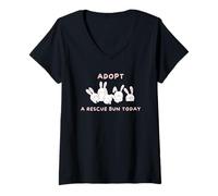 Womens Rabbit Adoption, Adopt A Rescue Bun Today V-Neck T-Shirt