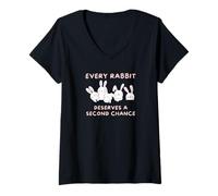 Womens Rabbit Adoption, Every Rabbit Deserves A Second Chance V-Neck T-Shirt
