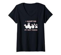 Womens Rabbit Adoption, I Adopted My Best Friend V-Neck T-Shirt