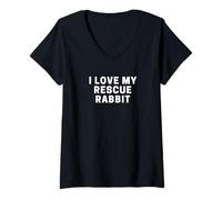 Womens Rabbit Adoption, I Love My Rescue Rabbit V-Neck T-Shirt