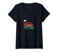 Womens Rabbit Adoption, I Love Rescue Rabbits V-Neck T-Shirt