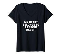 Womens Rabbit Adoption, My Heart Belongs to A Rescue Rabbit V-Neck T-Shirt