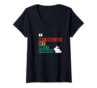 Womens Rabbit Adoption, My Rescue My Best Friend V-Neck T-Shirt