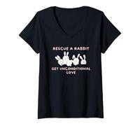 Womens Rabbit Adoption, Rescue A Rabbit Get Unconditional Love V-Neck T-Shirt