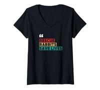 Womens Rabbit Adoption, Rescue Rabbits Save Lives V-Neck T-Shirt